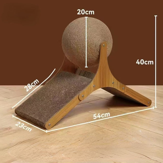 Cat Grabbing Board Wooden Cat Climbing Frame Vertical Scratch Resistant Cat Toy Rotating Sisal Rope Cat Grabbing Ball Cat Tower