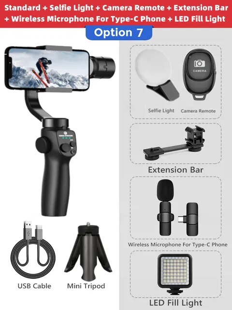 FANGTUOSI F10 NEW 3-Axis Foldable Smartphone Handheld Gimbal Cellphone Video Record Vlog Stabilizer for iPhone 14 Xiaomi Huawei