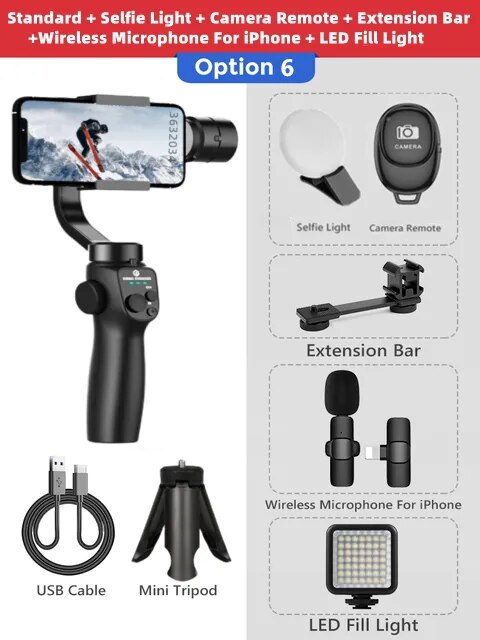 FANGTUOSI F10 NEW 3-Axis Foldable Smartphone Handheld Gimbal Cellphone Video Record Vlog Stabilizer for iPhone 14 Xiaomi Huawei