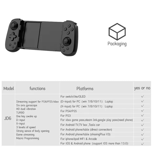 VILCORN Streaming Gaming Controller Support for PS4/Xbox Game Mobile Gamepad With Six Axis Gyroscope for Android/IOS Smartphone