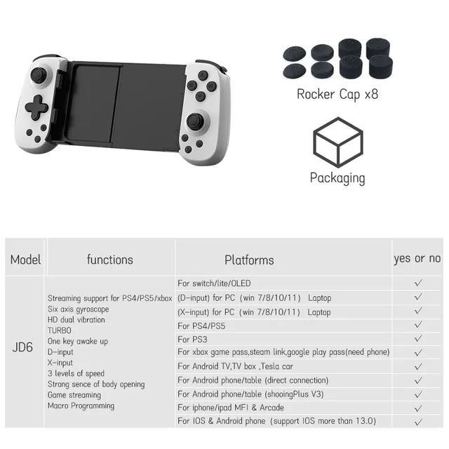 VILCORN Streaming Gaming Controller Support for PS4/Xbox Game Mobile Gamepad With Six Axis Gyroscope for Android/IOS Smartphone