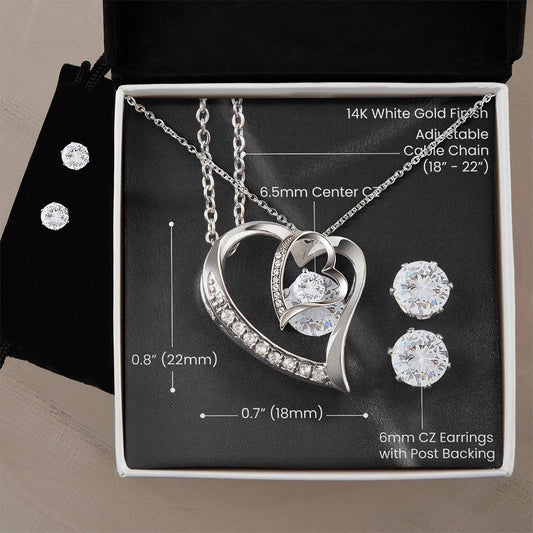 Forever Love Necklace and Cubic Zirconia Earring set