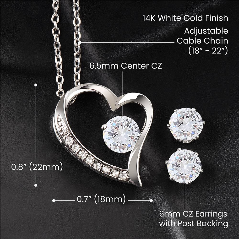 Forever Love Necklace and Cubic Zirconia Earring set
