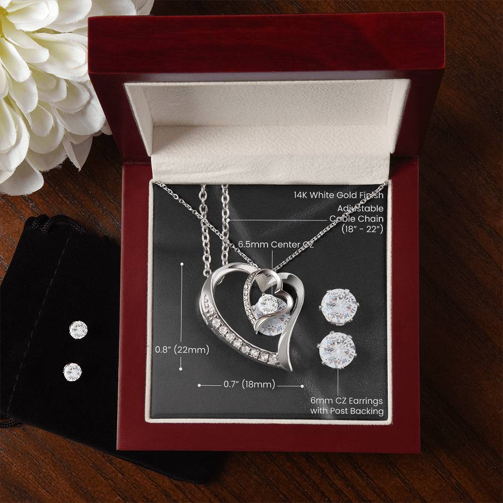 Forever Love Necklace and Cubic Zirconia Earring set