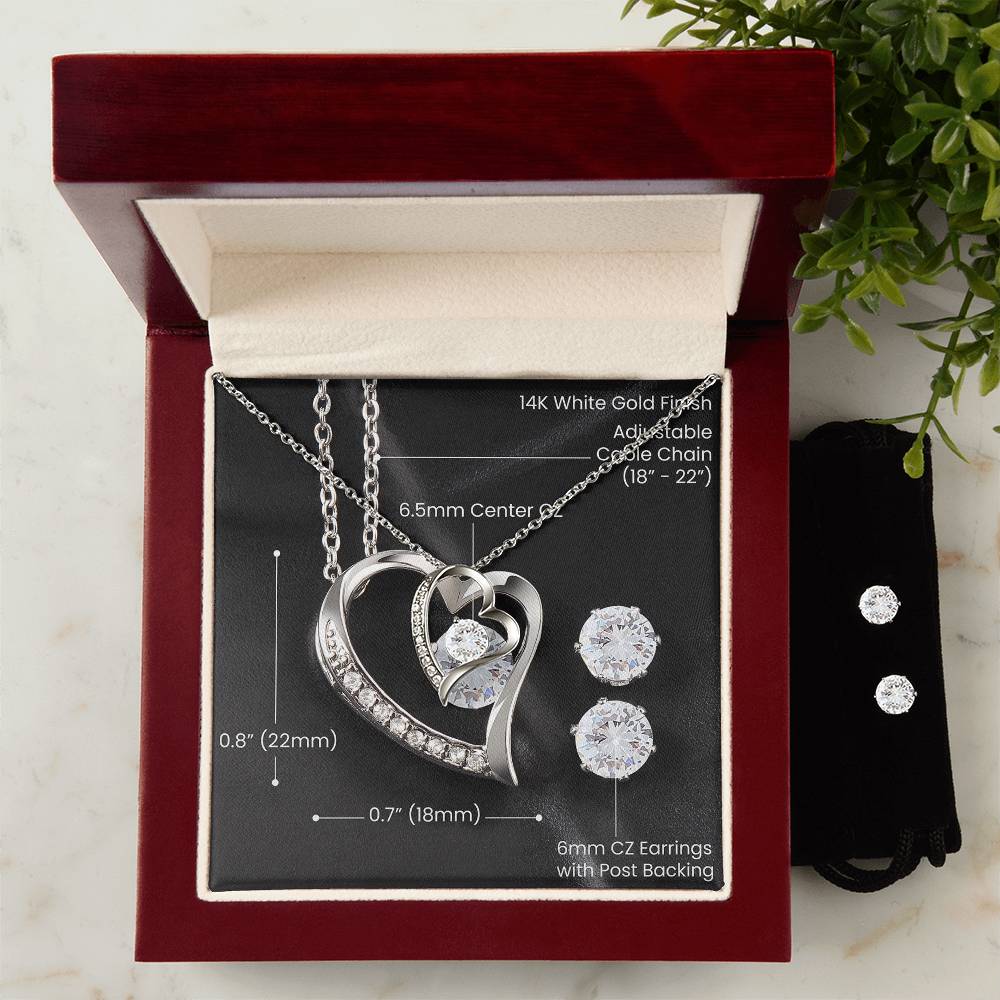 Forever Love Necklace and Cubic Zirconia Earring set