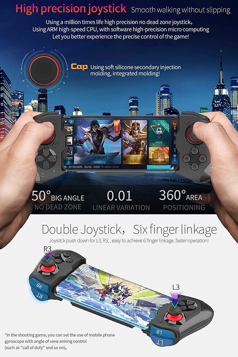 Mobile Game Controller for iPhone Android PC Steam Direct Play 15 Hours Playtime Phone Gamepad Joystick